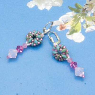 leichte kleine ohrringe in türkis rosa geschenkidee geburtstag adventskalenderfüllung, frau, freundin, glasperlenschmuck