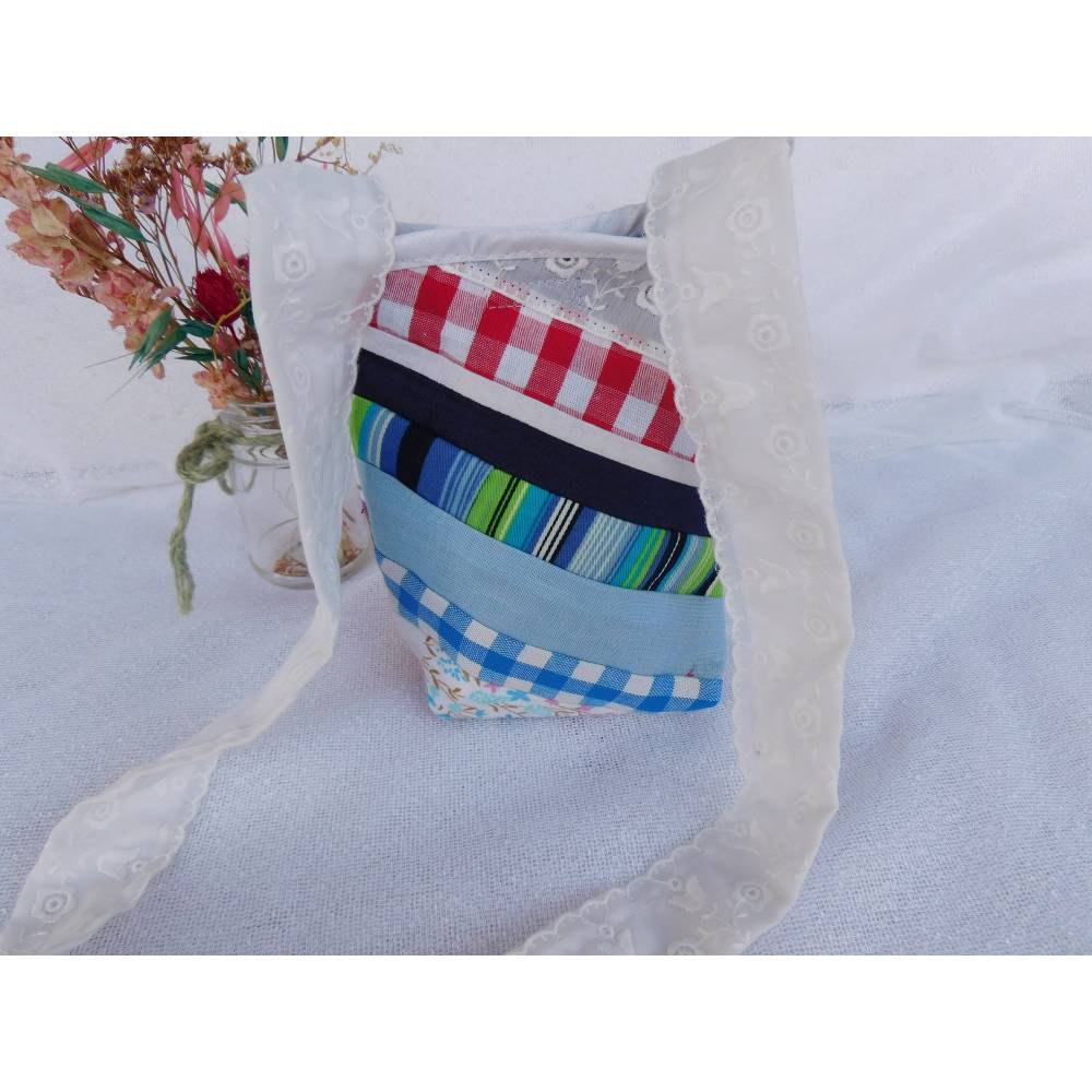 kleiner Stoffbeutel  Patchwork , bunte Taschen Damen , Geschenk Tasche Bild 8