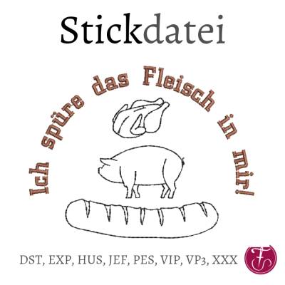 Stickdatei Grillen Fleisch Männer für Kochschürzen und Handtücher
