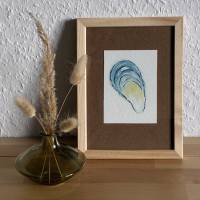 Original Aquarellzeichnung 'das Strahlen der Miesmuschel' – Muschel-Kunst A7, signiert, mit/ohne Rahmen