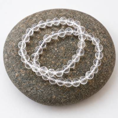 Bergkristall Facettenarmband – A++ Qualität | Handarbeit Unikat | 8 mm | 19 cm