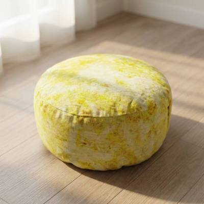 Gelbes Bio Meditationskissen – Solarplexus Yoga Sitzkissen – Rundes Zafu mit Dinkelspelz, vegan – Innere Stärke