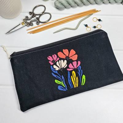 Zubehörtasche mit Reißverschluss | Handarbeitsbeutel für Nadeln & Kleinkram | Stricktasche