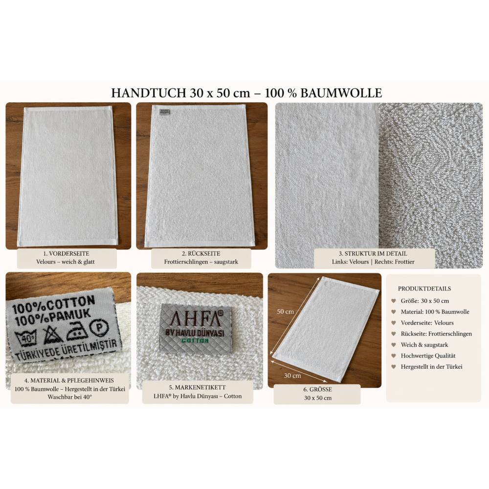Personalisiertes Gästehandtuch 30 × 50 cm | Bestickt mit Wunschname & Federherz | Elegantes Geschenk Bild 3