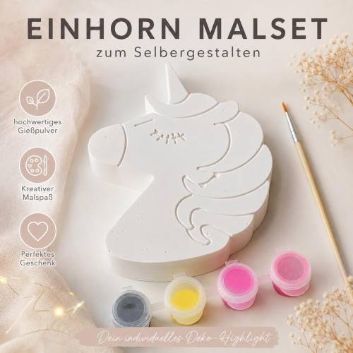 Einhorn Malset, Gips Malset Kinder, Raysin Deko bemalen, Bastelset, DIY Geschenk – Magischer Malspaß zum Verlieben!