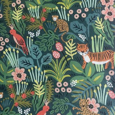 Dschungelstoff Canvas Jungle Hunter dunkelgrün – Cotton + Steel