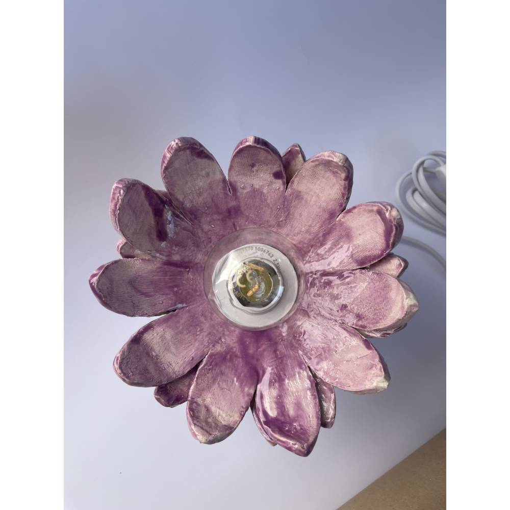 Tischleuchte Nachttischlampe Tischlampe "Chrysantheme" aus Steingut Keramik Bild 4