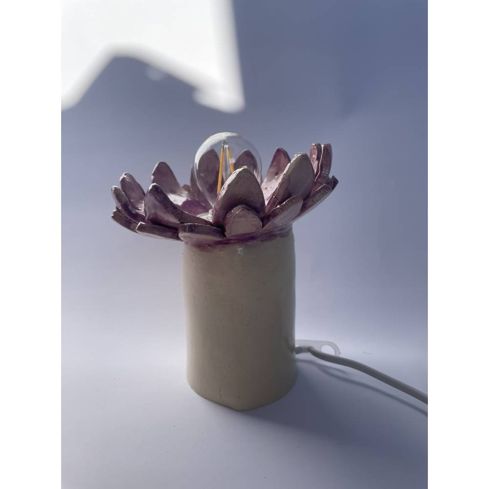 Tischleuchte Nachttischlampe Tischlampe "Chrysantheme" aus Steingut Keramik Bild 5