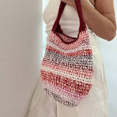 HäkELTASCHE  ROT Handtasche aus Baumwolle von zimtblüte