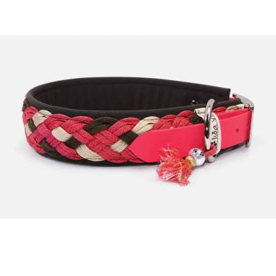Gepolstertes Paracord Halsband + Leine geflochten in Coralle, Hundehalsband verstellbar