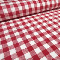 Stoff 100% Baumwolle Zefir Karo 1 cm rot weiß kariert Kleiderstoff Dekostoff Kinderstoff Trachtenstoff