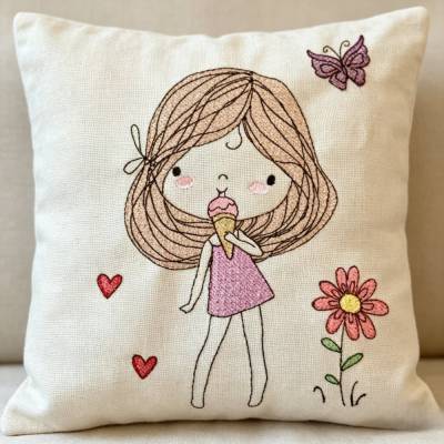 Stickdatei Doodle Sommer Cute Girl 1 Set 947