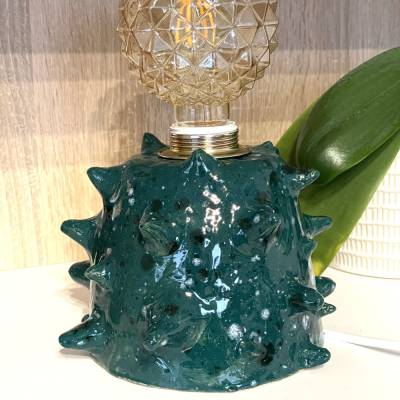 Tischlampe Tischleuchte Nachttischlampe "Ivy Spikes" aus Steingut Keramik handgefertigt