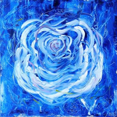 Ludwigs Rose - Originalgemälde in Öl auf Leinwand Keilrahmen, 80 x 80 cm