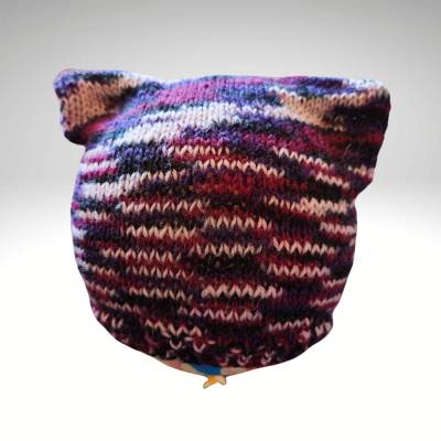 Handgestrickte Babymütze für Kleinkinder, aus Farbverlaufswolle gestrickt,