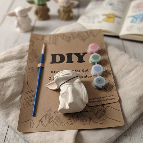 DIY Drachen Bastelset – Kreativset zum Bemalen mit Gipsfigur, Farben & Pinsel – Geschenkidee Einschulung, Kindergeburtst