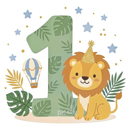 1. Geburtstag PNG – Erster Geburtstag Junge Safari Design für T-Shirt, Tasse, Kissen, Karte, Kinderparty Sublimation