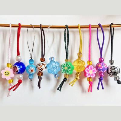 Maschenmarkierer "Blumen Mix" Set mit 10 Stück bunte Perlen Ø ca 8-10mm