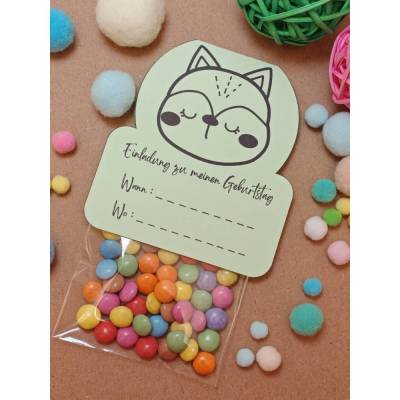 Eichhörnchen Kindergeburtstag Einladung, PDF Vorlage zum Ausdrucken, DIY Bag Topper für Süßigkeiten, Kinderparty Deko