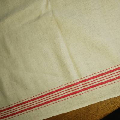 Vintage Mangeltuch Rolltuch rot gestreift 90x295 cm Halbleinen Tischläufer Leinenstoff unbenutzt sehr selten
