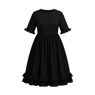 japanisches Damen gothic Kleid Akari |  kuro lolita mono schwarz | 100% Baumwolle mit oder ohne Petticoat tragbar