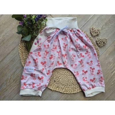 Mickey Sommer-Shorts für Mädchen Kurz Gr.122/128 – Handmade Unikat aus Baumwolle, Rosa