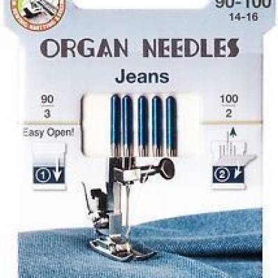 Organ Needles 5 Nähmaschinennadeln f. Jeans 90-100