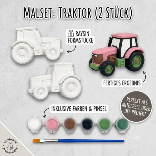 Traktor Malset Kinder Geburtstag Mitbringsel DIY Bastelset Raysin Gießen Geschenkidee Kindergeburtstag Basteln Kreativ B