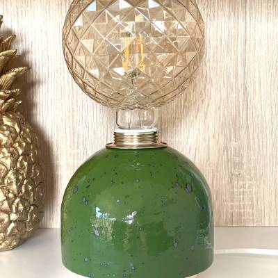 Tischlampe Tischleuchte Nachttischlampe "froschgrün" aus Steingut Keramik handgefertigt