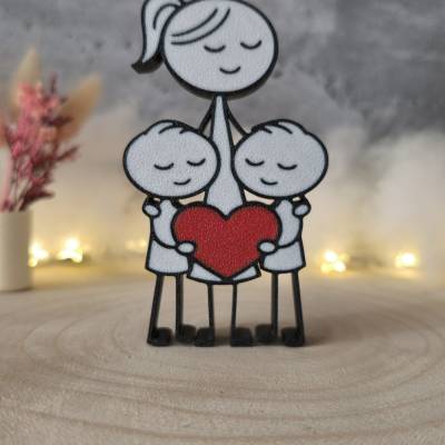 Mama mit zwei Söhnen – 3D Druck mit Herz - Muttertag Geschenk