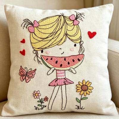 Stickdatei Doodle Sommer Cute Girl 4 Set 947