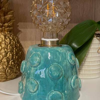 Tischleuchte Nachttischlampe Tischlampe "Dots" aus Steingut Keramik