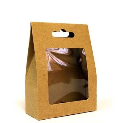 Geschenkbox 10 Stk. Kraftkarton mit Fenster 21x11x6 cm Faltbare Geschenkverpackung für Süßigkeiten & Kunsthandwerk