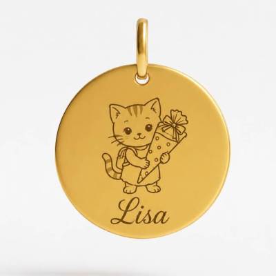 Schulkind Anhänge, Kinder Halskette, Einschulung Geschenk, Glücksbringer, personalisiert mit Gravur