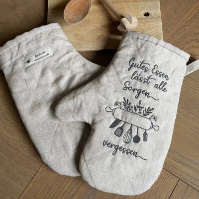 Ofenhandschuhe personalisiert, Leinen