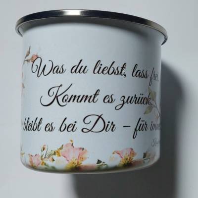 Emailletasse mit Schneefee und Poesie