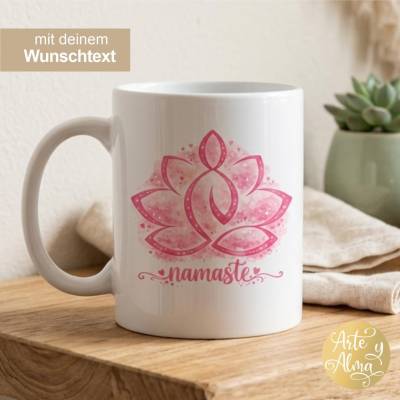 Lotusblume Tasse mit personalisierten Text, Geschenktasse, Yoga Geschenk, Lotusblume Geschenk, Wunschtext, Yogageschenk