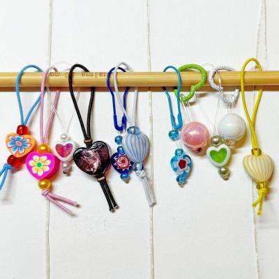 Maschenmarkierer "Herzen Mix" Set mit 10 Stück bunte Perlen Ø ca 8-10mm