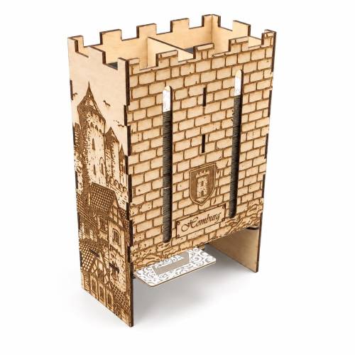 Plättchenturm für Carcassonne | aus Sperrholz | Plättchenspender & Aufbewahrung (bis zu 110 Plättchen)