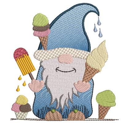 Stickdatei Wichtel Eis Eiswaffel Eiswichtel