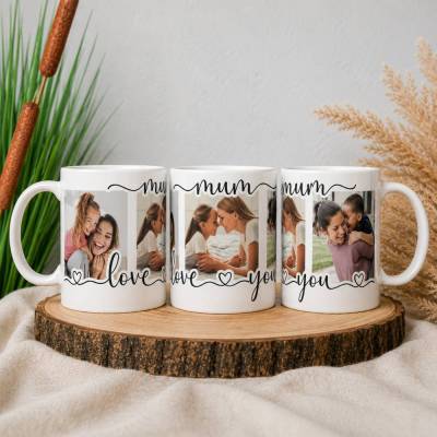 Personalisierte Fototasse Mama mit 3 Bildern | Geschenk für Mama | Keramiktasse mit eigenen Fotos