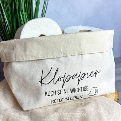 Utensilo Klopapier | Witzige Geschenkverpackung zum Einzug | Stoffkorb aus Baumwolle | 2 Größen