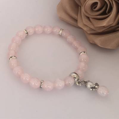 Schutzengel Armband aus rosa Glitzer Acrylperlen 15-18cm Umfang Modeschmuck