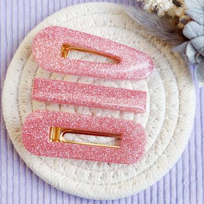 Glitzer Haarspangen Rosa | Haarklammern für Mädchen & Damen | Funkelnde Haarclips | Geschenk für Mädchen | Hair Clips