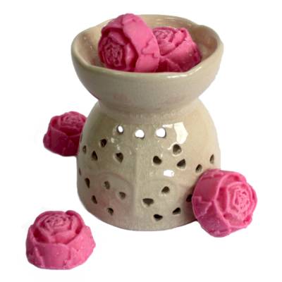 Keramik Ölbrenner Duftlampe für Wachs Lebensbaum für Aromatherapie und Meditation Ivory