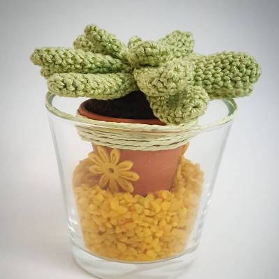 Gehäkelte Wachsagave – Sukkulente aus Baumwolle, handmade Geschenk und Dekoration, ca. 12 cm Pflanze