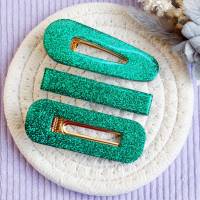 Glitzer Haarspangen Grün | Haarklammern für Mädchen & Damen | Funkelnde Haarclips | Geschenk für Mädchen | Hair Clips