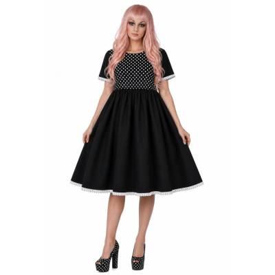 Damen Kleid Akari in schwarz weiß Polkadots aus Baumwolle | Unikat | Handarbeit auf Bestellung