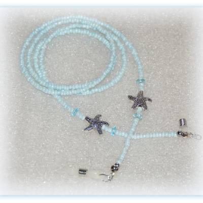 Brillenkette maritim mit Seestern, Brillenband, Sonnenbrillenkette pastellblau