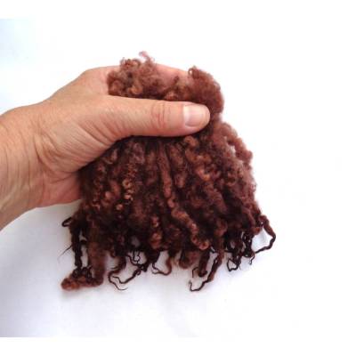 13g Handgefärbte braune Bluefaced Leicesterlocken 10-13cm, große BFL Wolllocken, Puppenhaar, Filzwolle, Locken